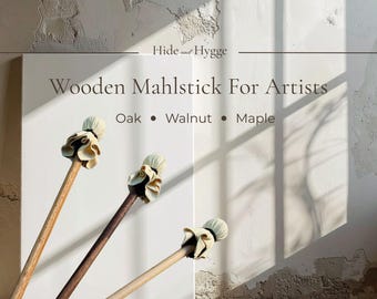 Wooden Mahlstick for Painting, Artist Hand Rest Tool, Handcrafted Maple Oak Walnut, Drawing & Detail Tool, Painter Gift
