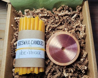 Beeswax Meditation Candle Kit: Hygge Relaxation, Wooden Holder