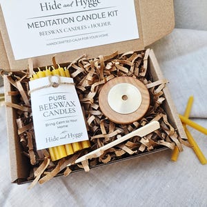 Meditation Candle Set, 20 Minute Burn, Pure Beeswax Mindfulness Candles, Hygge Ritual Holder image 19