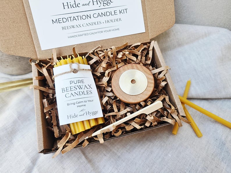 Meditation Candle Set, 20 Minute Burn, Pure Beeswax Mindfulness Candles, Hygge Ritual Holder image 19
