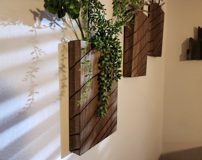 Wood Wall Pocket, Wood Hanging Wall Pocket, Faux Greenery Holder, Dried