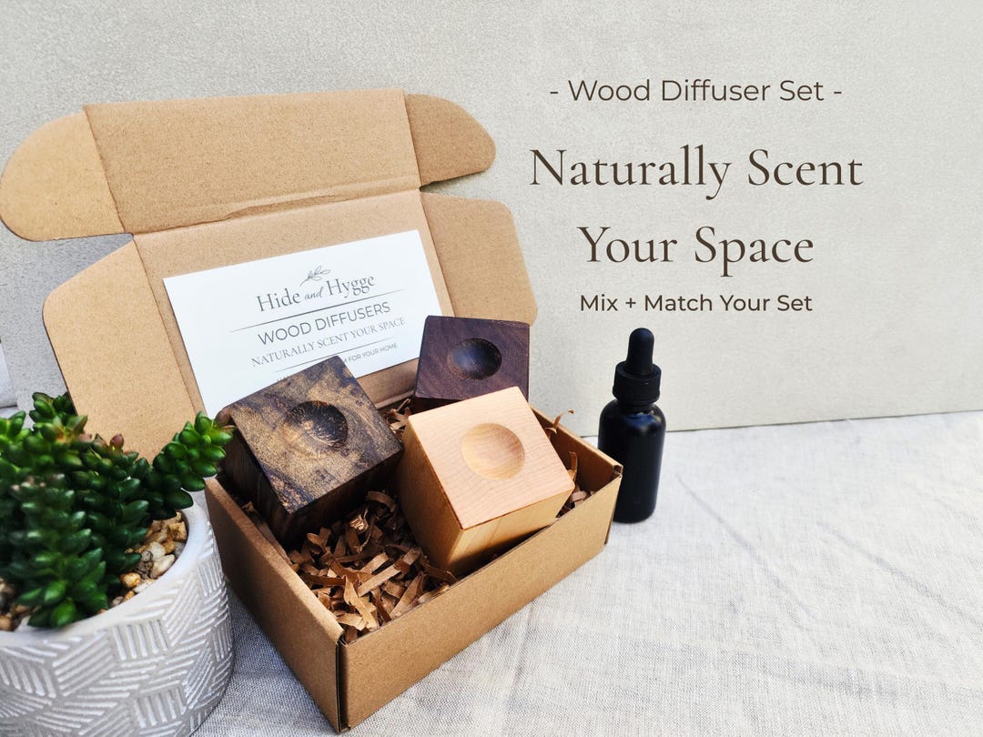 Solid Wood Cube Diffuser Set, Natural Home Fragrance, Minimalist Decor ...