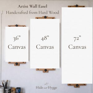 Wall Mounted Easel, Wooden Artist Easel, Scandinavian Minimalist Studio, Canvas Holder 36 48 72 Inch, Solid Oak Maple Walnut