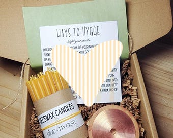 Beeswax Meditation Candle Kit: Hygge Relaxation, Wooden Holder