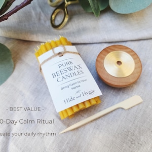 Meditation Candle Set, 20 Minute Burn, Pure Beeswax Mindfulness Candles, Hygge Ritual Holder image 7