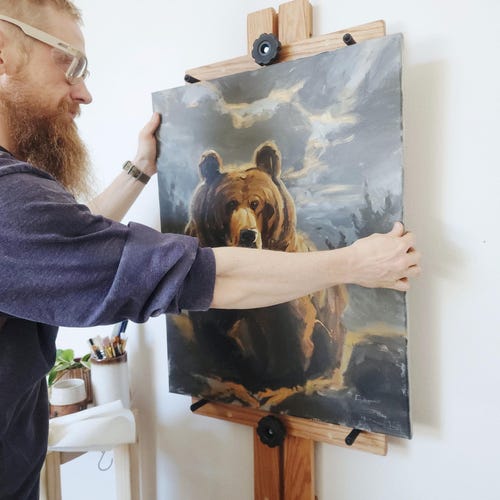 Wall Mounted Wooden Artist Easel, Scandinavian Minimalist Studio
