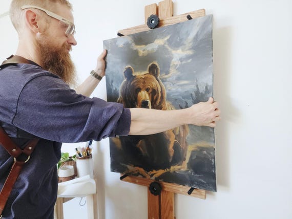 Wall Mounted Wooden Artist Easel, Scandinavian Minimalist Studio