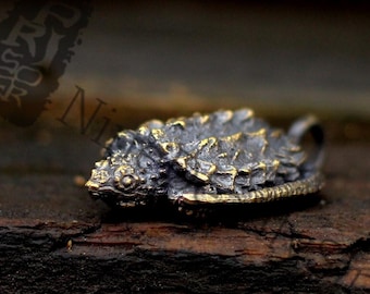 Snapping Turtle 925 Silver/Brass Pendant Necklace, Fierce Snapping Turtle Jewelry, Uniquely Designed Pet Turtle Necklace Gift