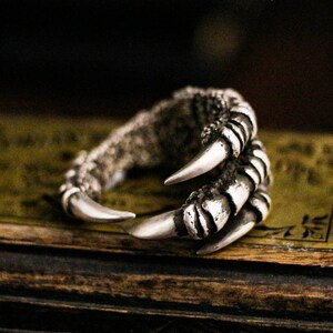 Eagle claw 925 silver ring-goshawk claw ring-sterling silver dragon claw personalized gothic ring gift - craftsman made