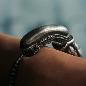 Alien Predator Movie 925 Silver Bracelet/Bangle - Men's Monster Alien Silver Bracelet - Exquisite Handmade Large Bracelet Men's Gift