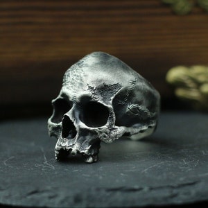 Jawless Skull 925 Silver Ring - Broken Gothic Retro Skull - Classic Motorcycle Trend Skull Silver Ring Gift