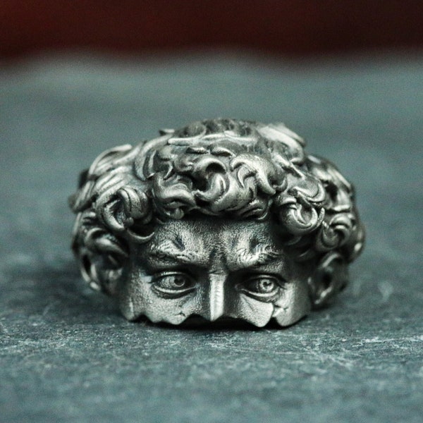 Anello in argento 925 del David di Michelangelo rotto, anello di scultura italiana, arte della scultura rinascimentale del David della