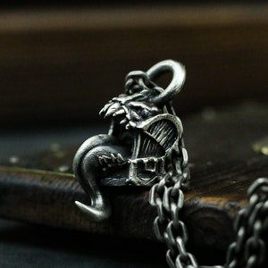 Game treasure box monster 925 silver pendant necklace,Funny silver jewelry,Surprising little gift-Craftsman made