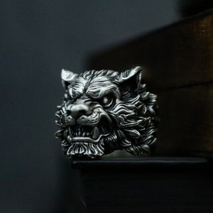 Tiger King 925 Silver Ring, Tiger Ring, Tiger Roaring Mountain Forest, King of Beasts Ring, gifts for men - crafted by craftsmen