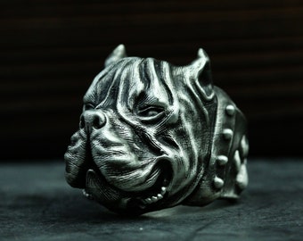 Bulldog 925 silver ring, pet dog 925 silver ring, Bulldog Jewelry, Pet Jewelry, Dog Ring-Craftsmen made