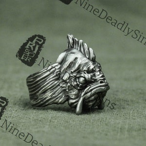 Catfish monster 925 silver ring, personality ring, sterling silver ring, monster fish ring, biochemical ring, fairy ring, witch ring