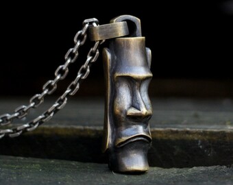 Vintage-Schmuck Osterinsel-Halskette Statue Anhänger Vintage-Schmuck Osterinsel-Halskette Statue Anhänger