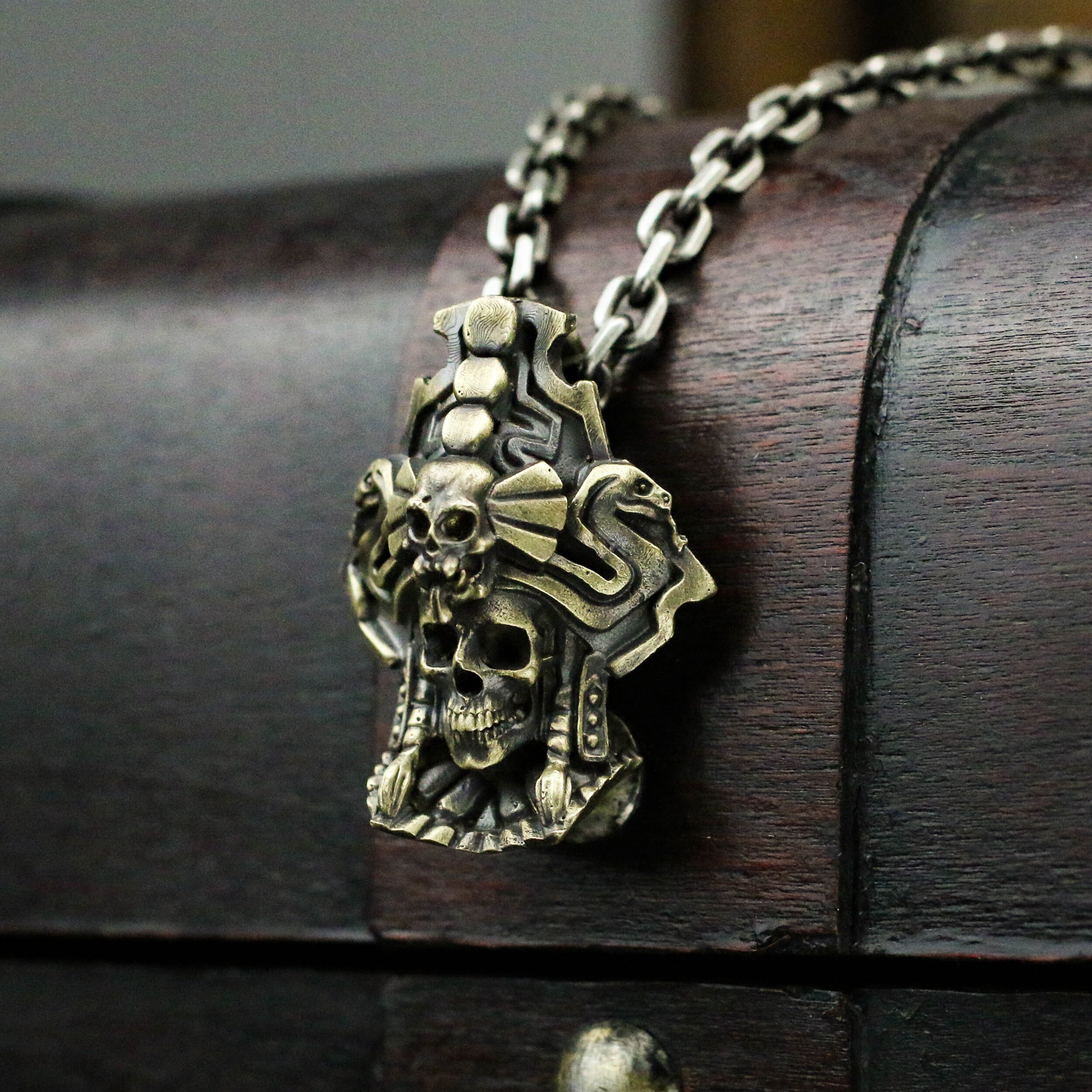 Priest Skull Mayan God 925 Silver Pendant Necklacemayan - Etsy UK