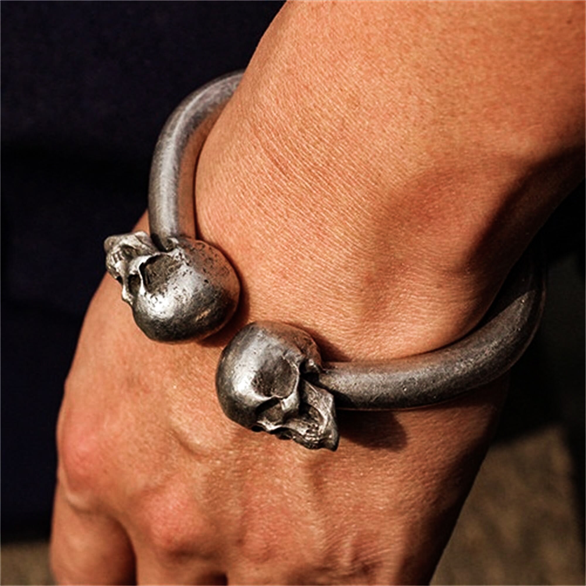 Tartaria Best Premium Handmade Skull Silver Bangle Men 92.5