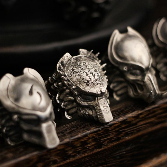 Alien Predator 925 Silber Ring, und Schmuck Ring, Maske Predator von Predator-Handwerkern gemacht Totenkopf