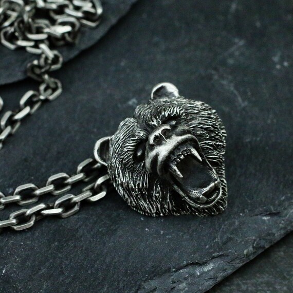 Bear necklace silver discount