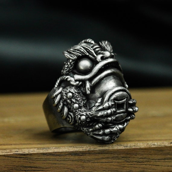 Toad Lucky Ring 925 Silver Handmade golden Chanzi Silver Ring