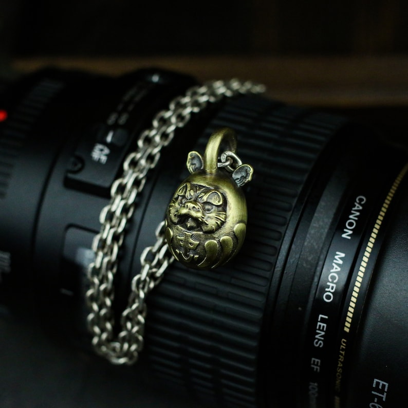 Craftsman Made Japanese Style Daruma Egg Tumbler 925 Silver Necklace Pendant Classic Elements of Tattoo