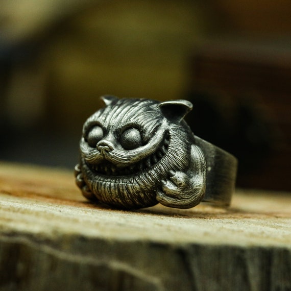 Grinsekatze 925 Silber Ring-Alice im Wunderland-Garfield Ring-Sterling  Silber Katze Ring Geschenk