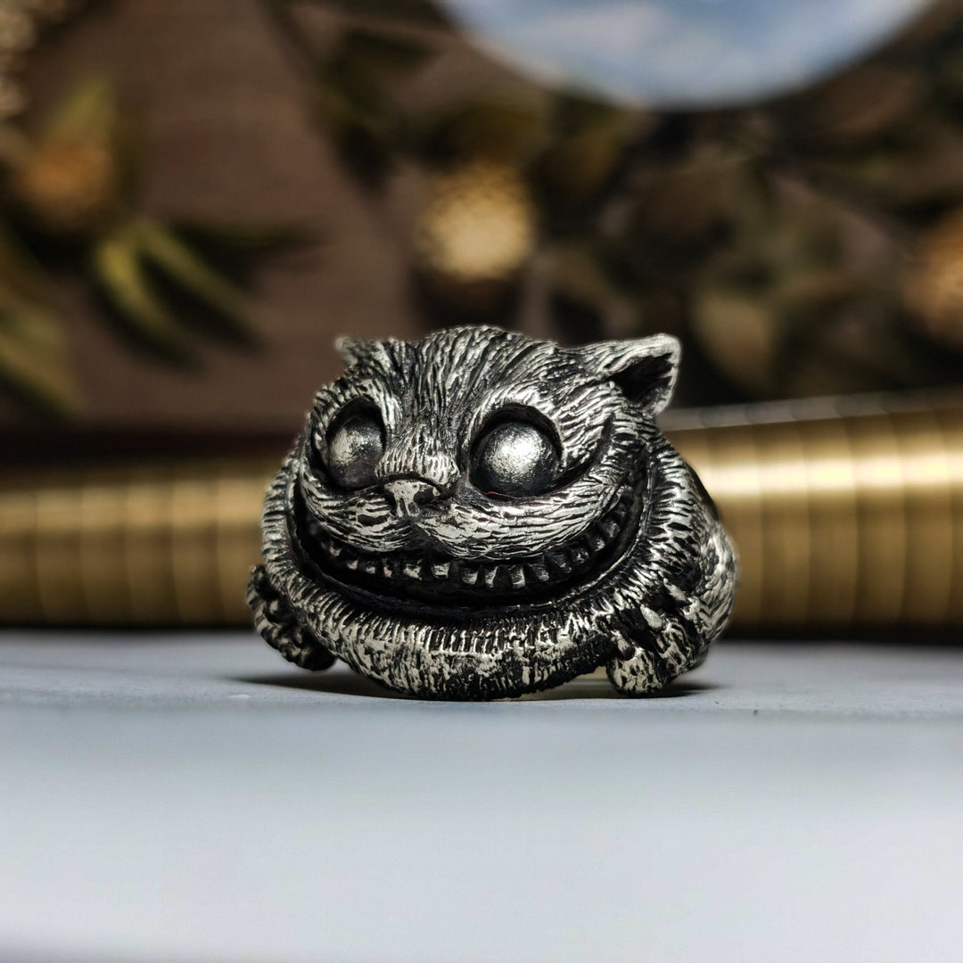 Cheshire Cat 925 Silver Ring-Alice in Wonderland-Garfield Ring-Sterling Silver Cat Ring Gift