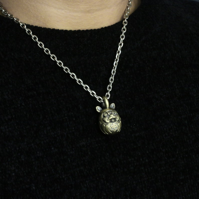 Craftsman Made Japanese Style Daruma Egg Tumbler 925 Silver Necklace Pendant Classic Elements of Tattoo