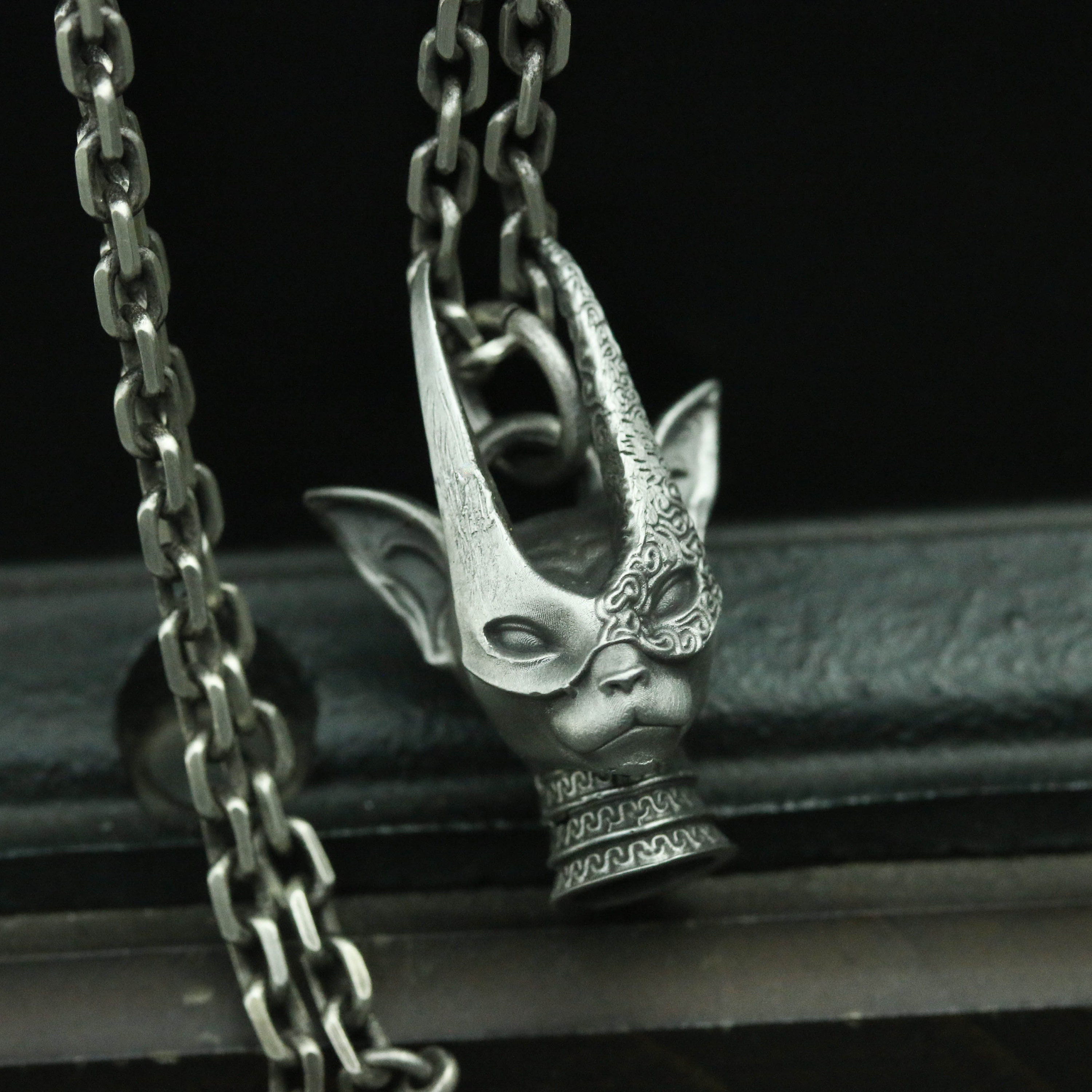 Catwoman 925 Silver Pendant Necklace Masked Catwoman Etsy