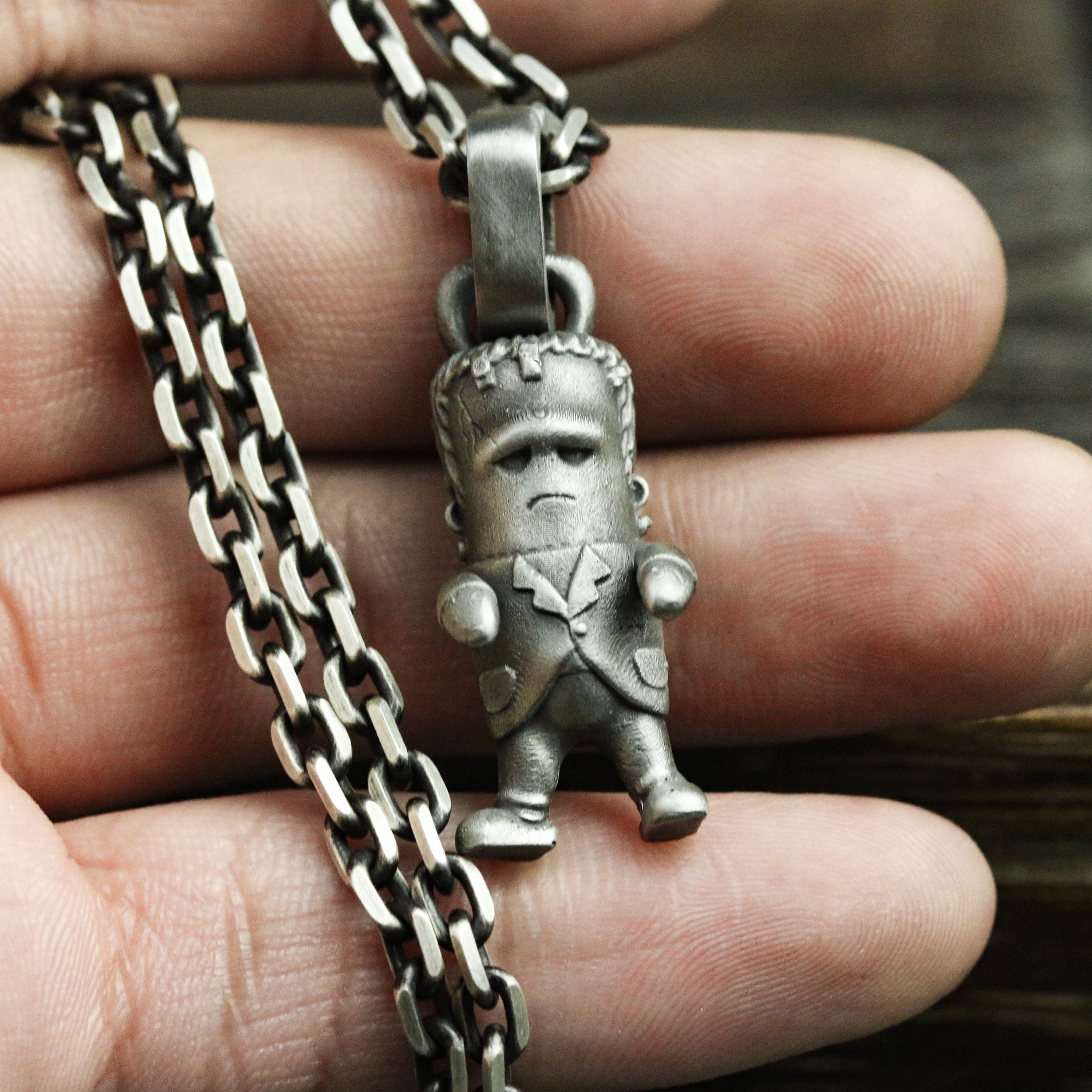 Q Version of Frankenstein 925 Silver Pendant Necklace Etsy UK
