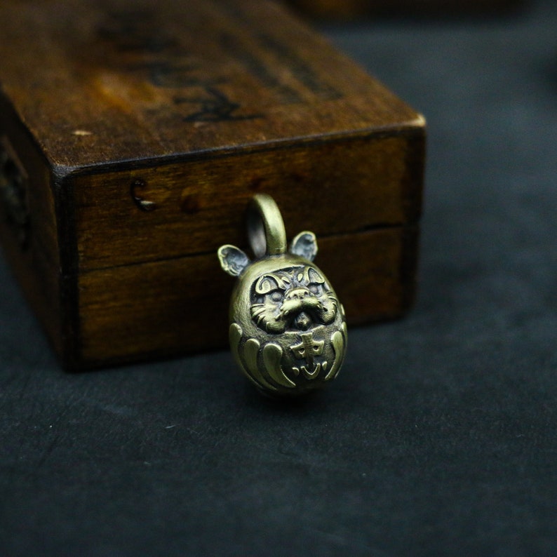 Craftsman Made Japanese Style Daruma Egg Tumbler 925 Silver Necklace Pendant Classic Elements of Tattoo