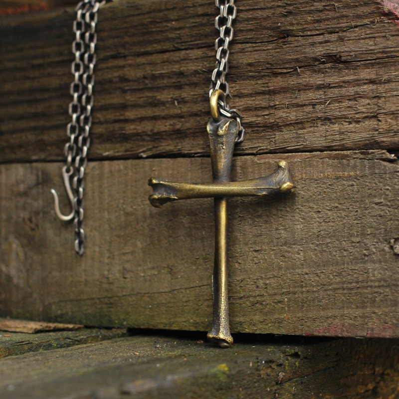 Bone cross 925 Silver pendant original design Christian | Etsy