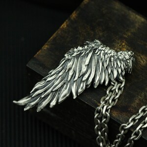Angel Wings 925 Silver Necklace Pendant, Flying Wings Indie Pendant ...