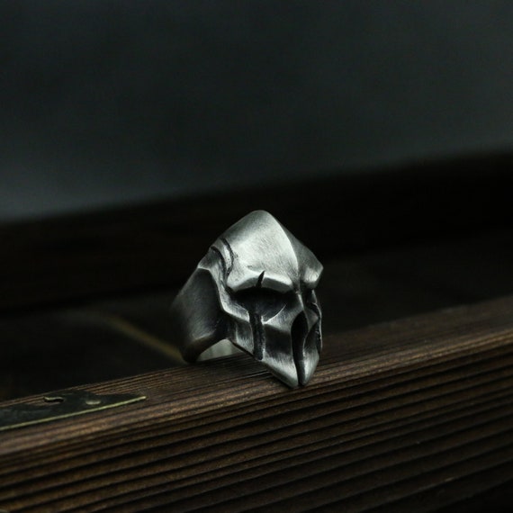 Handwerkern von Schlachtfeld Silber Sterling Spartan Held warrior Ring, 925 Geschenk kleines Ring, gefertigt Schmuck Silber