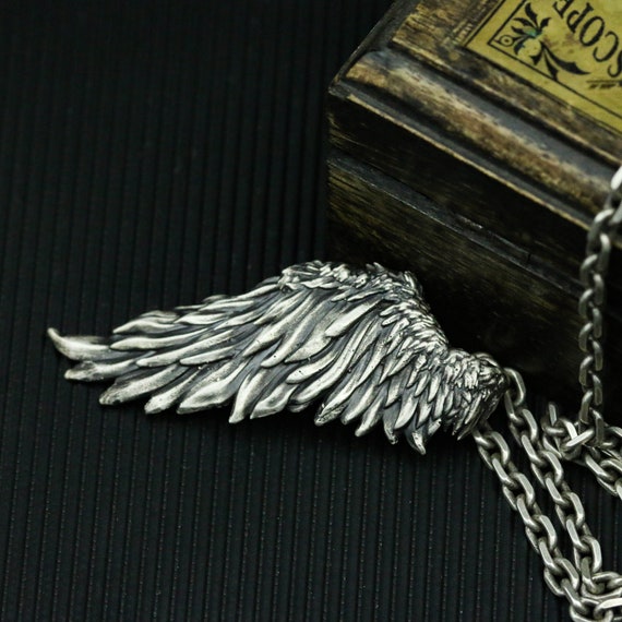 Angel Wings 925 Silver Necklace Pendant Flying Wings Indie - Etsy