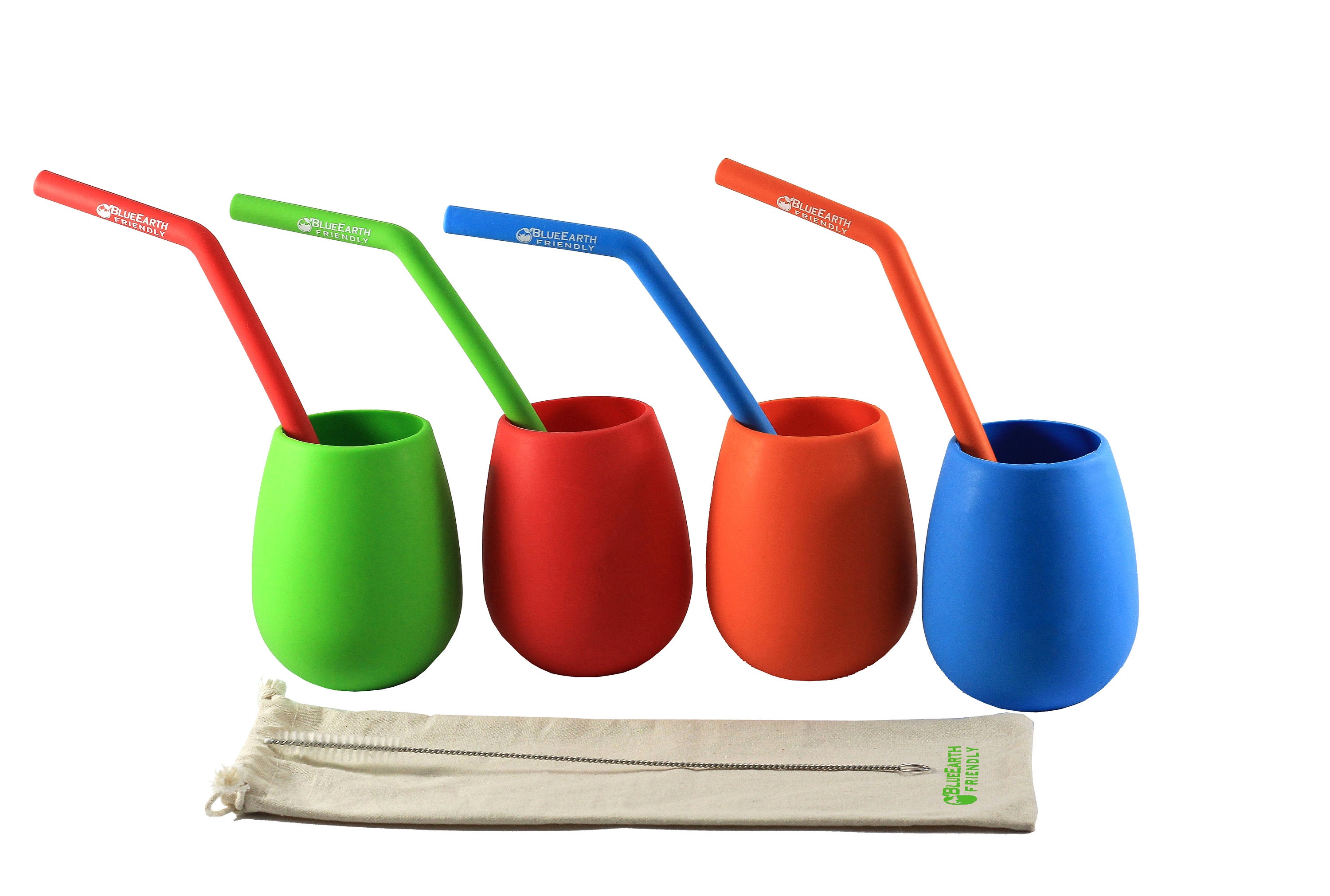 Silicone Glasses Set of 4 Bundle With Matching Silicone Straws,cleaning