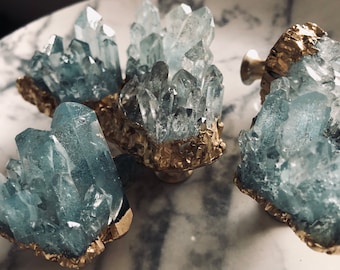 Aqua diamond crystal cluster drawer knobs