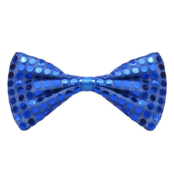 Blue Sequin Bow Tie - Adult Child Kids Bulk Cute Shiny BowTies, Halloween, Costume, Cosplay, New Year's Eve, Dance, Party Favor, Fun Gift