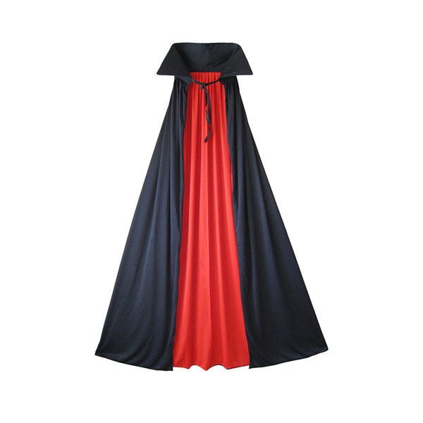 Fully Lined Deluxe Vampire Cape - Adult Men Women Halloween 54" Long Black Cape, Gothic, Dracula, Magician, Superhero, Medieval Costume