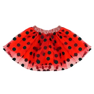 Red Black Polka Dot Tulle Tutu Lined Skirt - Girls Ladybug Costume, Birthday Party, Dance Recital, Pretend Play, Cruise, Dress Up, Gift