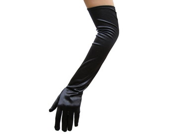 long black women's dress gloves