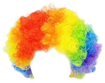 Rainbow Clown Wig - Fun Adult Teens Child Kids Halloween, Costume Party, Birthday, Dress Up, Pretend Play, Carnival, Parade, Gift Novelty