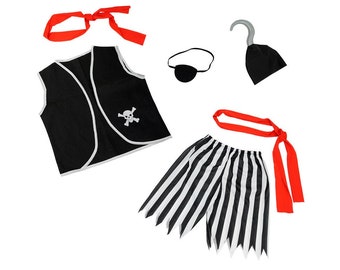 Boys Pirate Costume Accessories Set 6 Pcs - Child Kids Halloween, Cosplay, Birthday Party, Pretend Play, Cruise, Pirate Night, Dress Up Kit