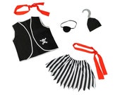 Girls Pirate Costume Accessories Set 6 Pcs - Child Kids Halloween, Cosplay, Birthday Party, Pretend Play, Cruise, Pirate Night, Dress Up Kit