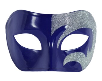 Mystic Venetian Silver Glitter Blue Masquerade Mask - Prom, Party, Wedding, Mardi Gras, Carnival, Cruise, New Year, Dance, Costume Eye Mask