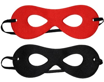 Child Reversible Red/Black Superhero Mask - Kids Super Hero Mask, Halloween Superhero Costume Mask, Birthday Party Favor, Cosplay Eye Mask