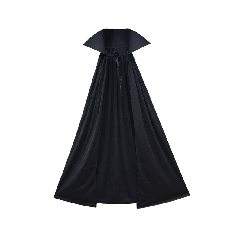 40 Long Black Cape With Standup Collar Halloween Etsy