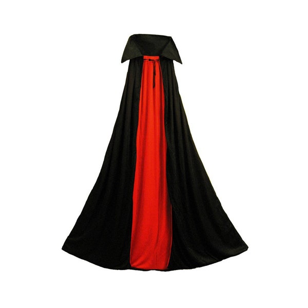 Cape de vampire de luxe entièrement doublée - Cape noire de 48 po de long pour adolescents adultes Halloween, gothique, Dracula, magicien, super-héros, médiéval, costume de cosplay